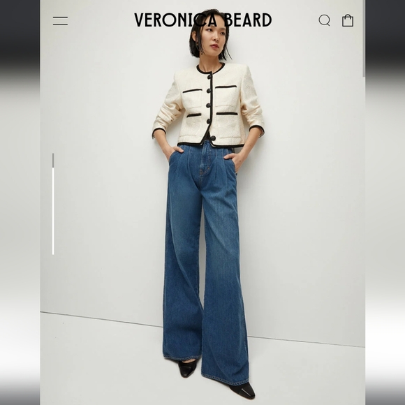 Veronica Beard Denim - Veronica Beard Mia Wide Leg High-Waist Jean Classic Blue Wash